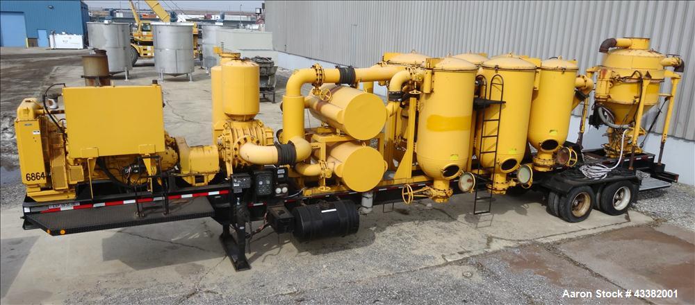 Used Heavy-Duty Trailer Mounted Vacuum Loader for pneumatic removal of virtually any dry materials, sludges and liquids from remote and inaccessible locations through suction lines.  Lines are 8" dia...