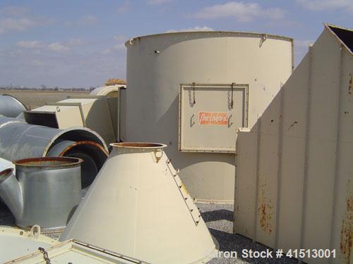 Used Pneumafil 59,963 cfm, model RAFIL 13.5-460-12, dust filter with 15 hp reverse air blower. 1/3 hp motor drive, reverse air cleaning plenum, clean air access door, particle deflector, dust dischar...