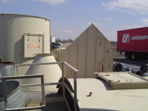Used Pneumafil 59,963 cfm, model RAFIL 13.5-460-12, dust filter with 15 hp reverse air blower. 1/3 hp motor drive, reverse air cleaning plenum, clean air access door, particle deflector, dust dischar...