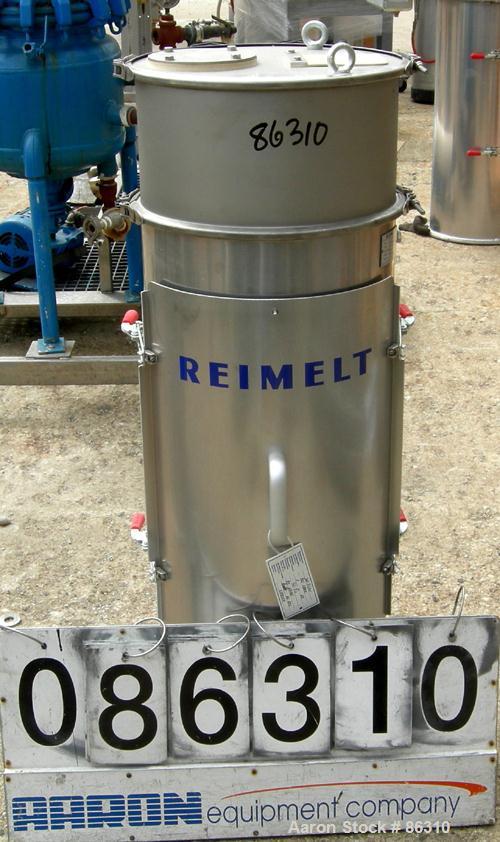 Unused-UNUSED: Reimelt bin vent dust collector, model Jet Filter, stainless steel. Approx 12 square feet filter area. Housing measures 16" diameter x 38" straight side x top plenum. Side access door.