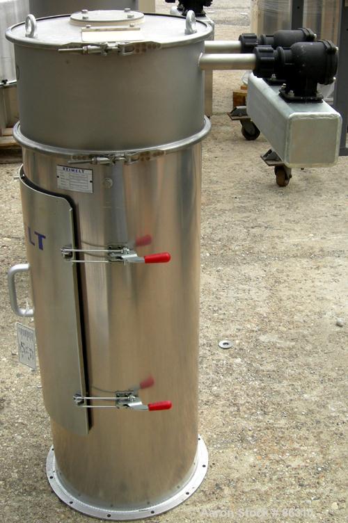 Unused-UNUSED: Reimelt bin vent dust collector, model Jet Filter, stainless steel. Approx 12 square feet filter area. Housing measures 16" diameter x 38" straight side x top plenum. Side access door.
