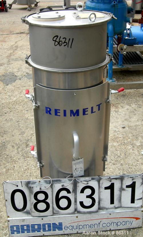 Unused-UNUSED: Reimelt bin vent dust collector, model Jet Filter, stainless steel. Approx 12 square feet filter area. Housing measures 16" diameter x 38" straight side x top plenum. Side access door.