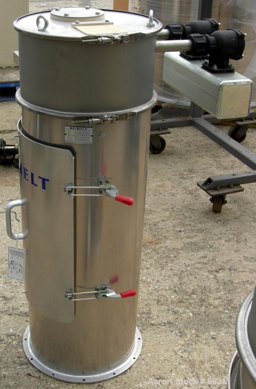 Unused-UNUSED: Reimelt bin vent dust collector, model Jet Filter, stainless steel. Approx 12 square feet filter area. Housing measures 16" diameter x 38" straight side x top plenum. Side access door.