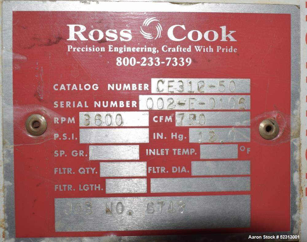 Used-Ross Cook Dust Collector System,