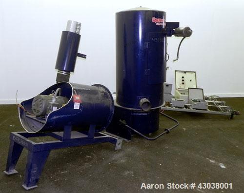 Used Spencer Turbine Series B Industravac Stationary Vacuum System, Model SB-620B, Carbon Steel. Consists of: (1) Multi-stage vacuum producer, approximate 430 SCFM, driven by a 20 hp, 3/60/208-230/46...