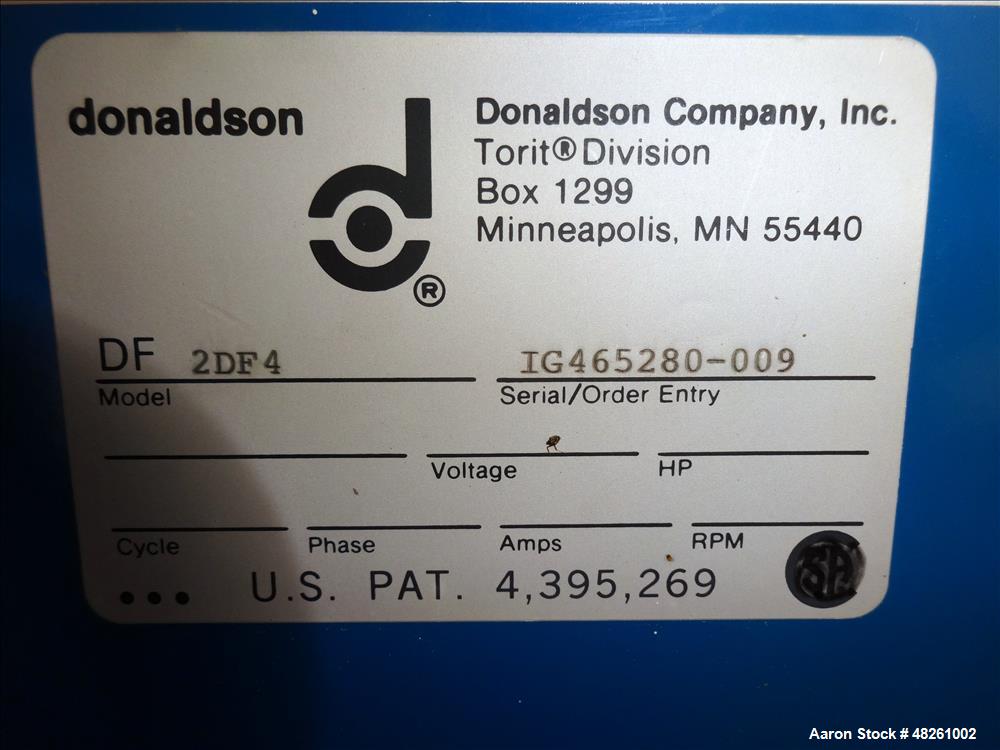 Used Torit Donaldson Downflo Cartridge Dust Collector, Model 2DF4, Carbon Steel