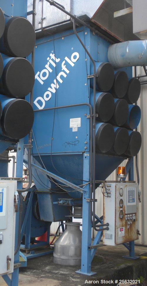 Used Torit Downflo II Cartridge Type Pulse Jet Dust Collector, model DFT3-18, carbon steel. 3420 square feet filter area, nominal airflow range 2,285-14,175 cfm. Includes a checkerboard  control pane...
