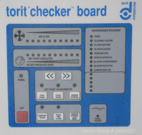 Used Torit Downflo II Cartridge Type Pulse Jet Dust Collector, model DFT3-18, carbon steel. 3420 square feet filter area, nominal airflow range 2,285-14,175 cfm. Includes a checkerboard  control pane...