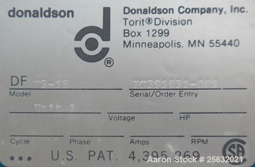 Used Torit Downflo II Cartridge Type Pulse Jet Dust Collector, model DFT3-18, carbon steel. 3420 square feet filter area, nominal airflow range 2,285-14,175 cfm. Includes a checkerboard  control pane...