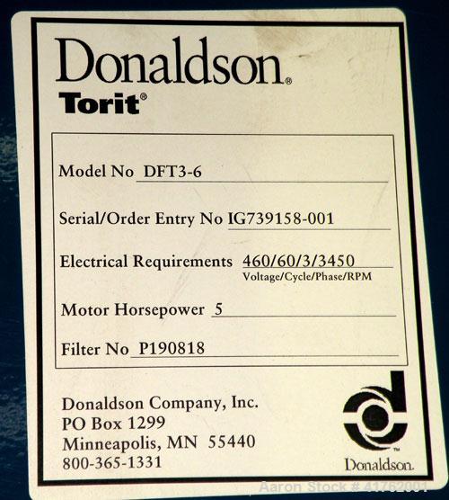 Used-Torit Downflo II Cartridge Type Pulse Jet Dust Collector, model DFT3-6, carbon steel. 1140 square feet filter area, nom...