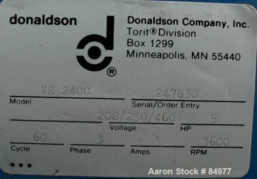 USED: Torit Vibra Shake self-cleaning cartridge type dust collector, model VS2400. 270 square feet filter area, carbon steel. Nominal air flow 2400 acfm. 6" inlet, top mounted blower, 5 hp, 3/60/230/...