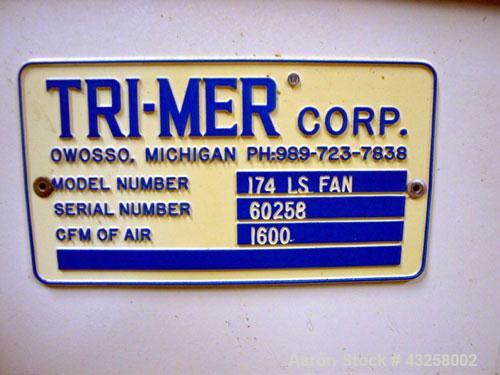 Used Tri-Mer Whirl Wet Model 18HWW 1600 CFM Dust Collector. (2) 9’’ Diameter side ports, (2) 18’’ wide x 15’’ high side access panels with covers. (2) 4’’ Diameter side site glass ports, Top access 1...