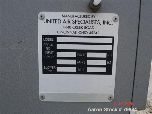 USED: United Air Specialists Dust Hog dust collector, model SC1700. 192 square foot filter area, carbon steel, 700-1800 cfm. (1) Supra conic style cartridge filter bag. Approximately 
3 hp.