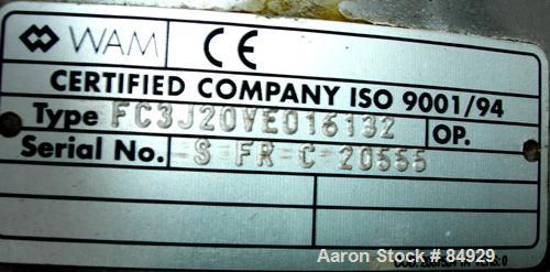 USED: WAM Cartridge Type Ppulse Jet Dust Collector, model FC3J20VEO1612. Approximately 200 square feet filter area, 304 stainless steel. Housing measures 30" diameter x 60" straight side x 16" carbon...