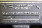 Used Marchant Schmidt Portable Sanitary Dust Collector System, Model SDC1300, 304 Stainless Steel. Approximately 1300 cfm, 25 square foot filter are. Approximately 24
