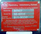 Used Spencer Turbine Series B Industravac Stationary Vacuum System, Model SB-620B, Carbon Steel. Consists of: (1) Multi-stage vacuum producer, approximate 430 SCFM, driven by a 20 hp, 3/60/208-230/46...