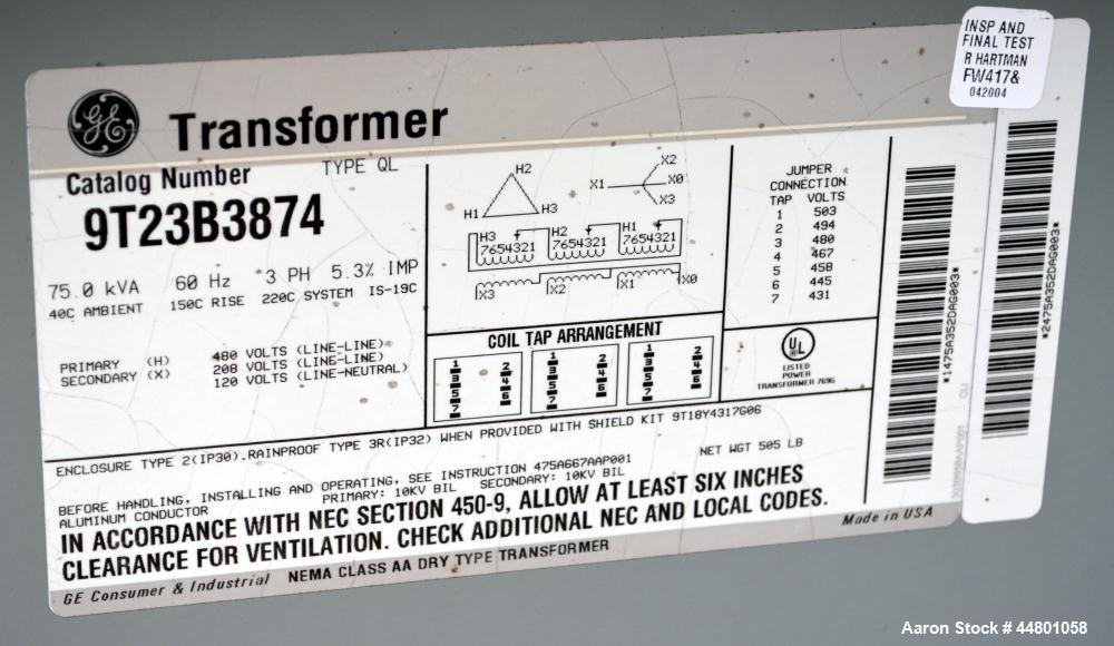 Used Allen-Bradley PanelView Plus 1500 Control Panel.  Includes an operator panel, (3) starters, 15 kva, and a 75 kva transformer.