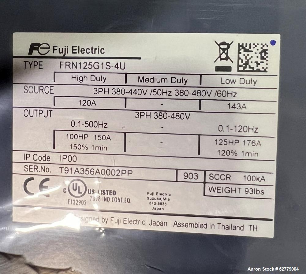 Unused Fuji Electric Frenic Mega 125HP AC Drive – 380-480V, 176A, VFD