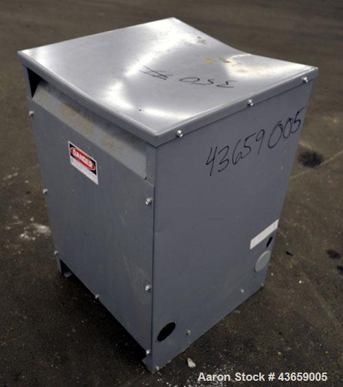 Used Square D 45T3H Insulated Dry Transformer, 45 KVA. 3/60/, H.V. 480, H.V. amps 54- L.V. 208Y/120, L.V. amps 125. Type SO, Class AA, Enclosure Type 2, 150 Degree C. rise, 220 Degree C. INS System. ...