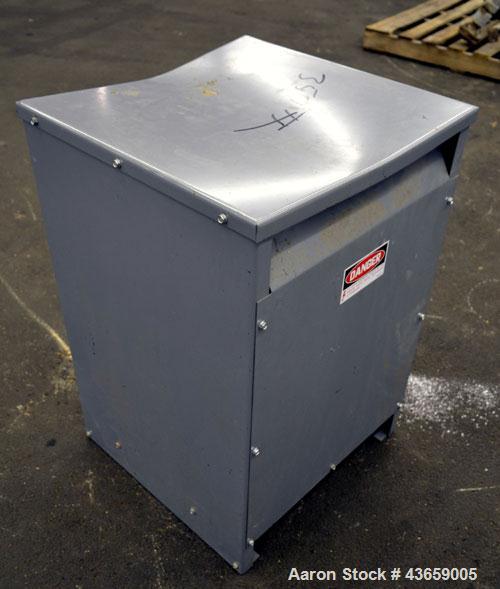 Used Square D 45T3H Insulated Dry Transformer, 45 KVA. 3/60/, H.V. 480, H.V. amps 54- L.V. 208Y/120, L.V. amps 125. Type SO, Class AA, Enclosure Type 2, 150 Degree C. rise, 220 Degree C. INS System. ...