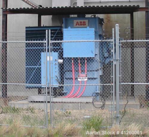 Used Asea Brown Boveri Transformer, oil filled 10/13.33 MVA at 55 deg C rise, 3 phase, 60 hertz.
