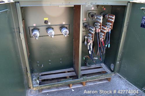 Used Solomon Corporation Three Phase Padmount Transformer. 500 KVA. 3/60 HZ. Rise 65 deg.c.., class OA. High voltage 13200 Delta, 95kv BIL, low voltage 208Y/120, 30 kv BIL. Built 2008.