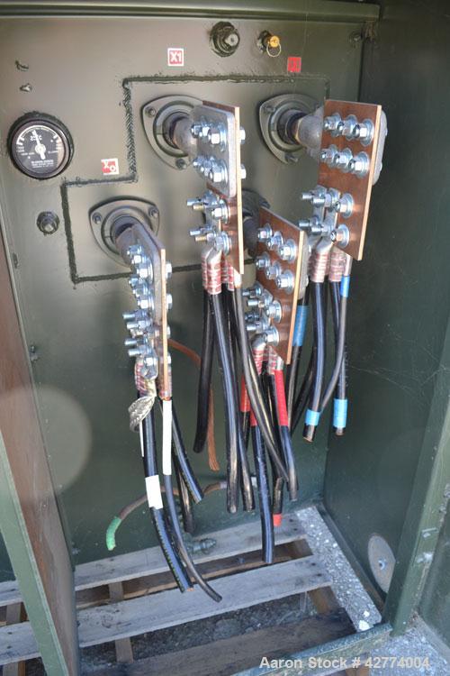 Used Solomon Corporation Three Phase Padmount Transformer. 500 KVA. 3/60 HZ. Rise 65 deg.c.., class OA. High voltage 13200 Delta, 95kv BIL, low voltage 208Y/120, 30 kv BIL. Built 2008.