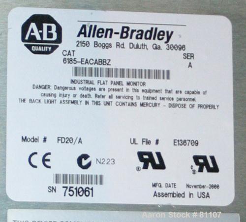 USED: Allen Bradley industrial flat panel monitor, model FD20/A,cat #6185-EACABBZ, built 2000.