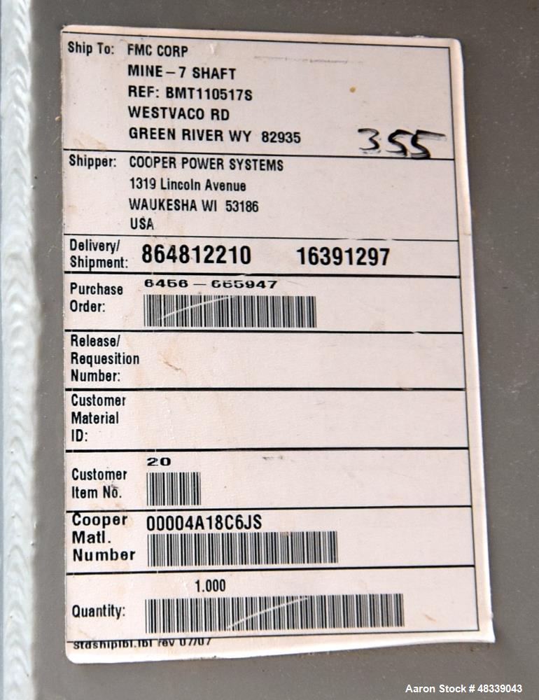 Used Cooper Power Systems 3 Phase Transformer.