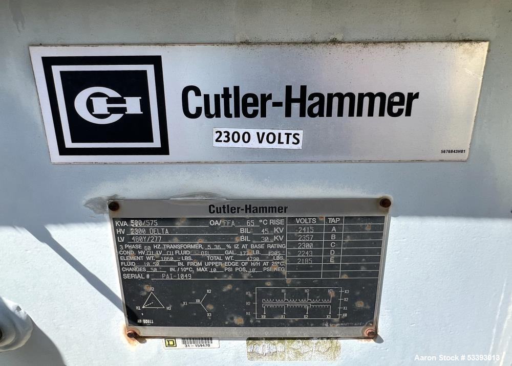 Used – Cutler-Hammer 500/575 KVA Transformer – 3-Phase, 2300 Delta HV / 480Y-277 LV