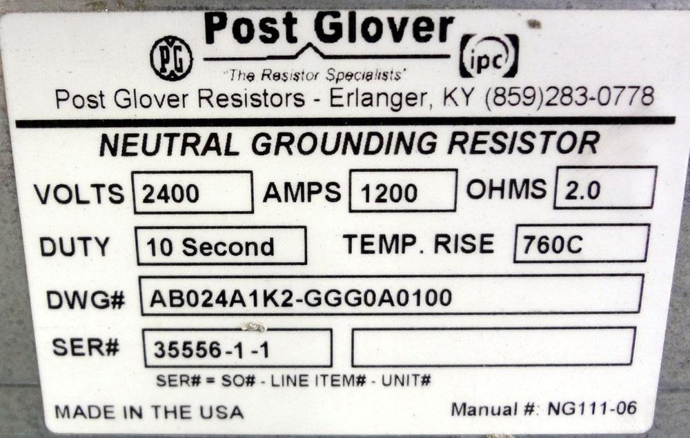 Post Glover Neutral Grounding Resistor