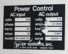 Used IPR Systems Industrial Power Rectifier, Model 44-0343-01. AC input 1/60/208 Volt, 39 Amps. AC output 8 KVA, 2-8 Volt, 0-1000 Amps.