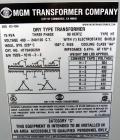 Used- MGM Transformer Company 75 KVA Dry Type Transformer, Type HT.  Nema class AA, 3 phase, 60 Hz.  High volt 480, low volt...