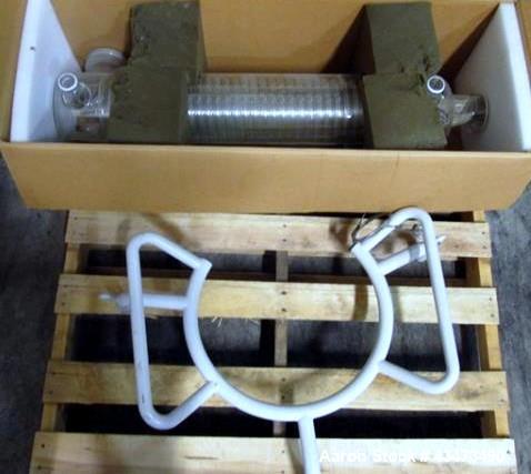 Used Buchi RotaVap, Model R-186EX. With heat bath, main glass flask, 1.6 square meter glass coil condensor, and glass receiver flask on base wth 250 watt heater, 440 volt with controls, serial# 24539...