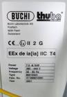 Used Buchi RotaVap, Model R-250EX. With heat bath, main glass flask and glass coil condensor on base wth 9.1 kw heater, 440 volt with controls, type 8621D541, serial# 411666010001, built 2001