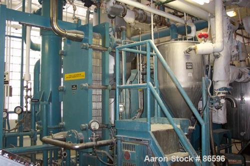 Used APV Single Effect Paravap Rising Film Evaporator, Model R86, 316 Stainless Steel. Approximate feed rate 10,000 pounds/hour, product rate 9412 pounds/hour, evaporation rate 588 pounds/hour. Syste...