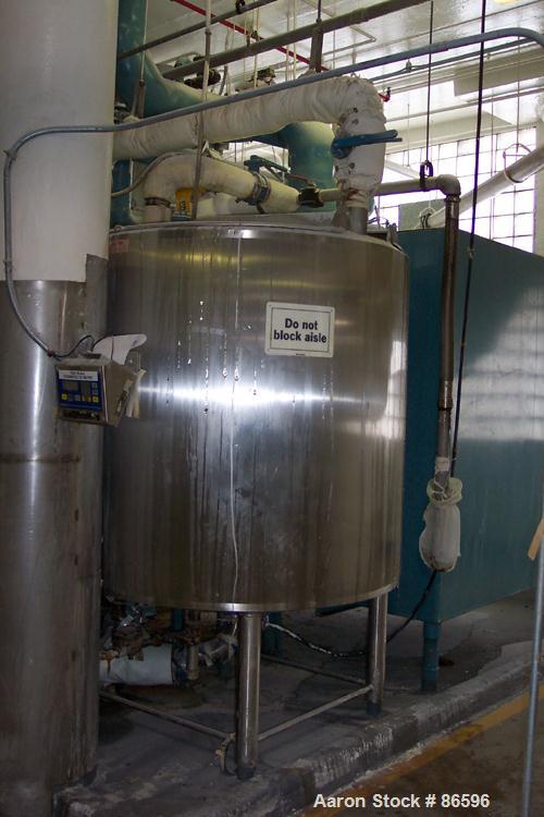 Used APV Single Effect Paravap Rising Film Evaporator, Model R86, 316 Stainless Steel. Approximate feed rate 10,000 pounds/hour, product rate 9412 pounds/hour, evaporation rate 588 pounds/hour. Syste...