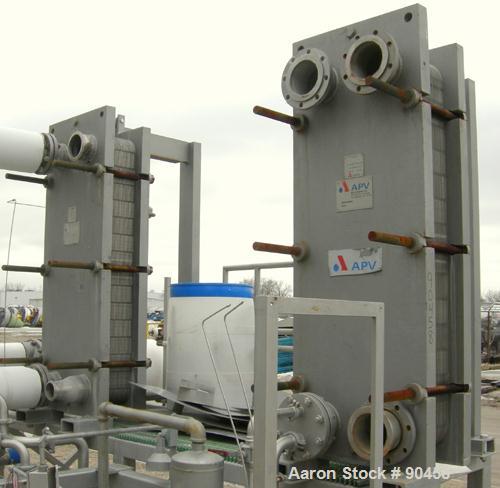 USED: APV single effect Paravap rising film evaporator, model R86, 316 stainless steel. Approximate feed rate 10,000 pounds/hour, product rate 9412 pounds/hour, evaporation rate 588 pounds/hour. Syst...