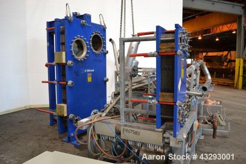 Used Alfa Laval Steam Operated Single Stage Alfavap System, Type ALFAVAP-1-0011, Rising Film Design. Consisitng of: (1) Alfa Laval type EC500-WTFE plate heat exchanger. (30) 316 Stainless steel plate...