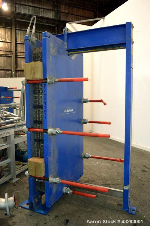 Used Alfa Laval Steam Operated Single Stage Alfavap System, Type ALFAVAP-1-0011, Rising Film Design. Consisitng of: (1) Alfa Laval type EC500-WTFE plate heat exchanger. (30) 316 Stainless steel plate...