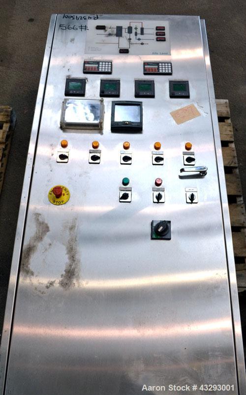 Used Alfa Laval Steam Operated Single Stage Alfavap System, Type ALFAVAP-1-0011, Rising Film Design. Consisitng of: (1) Alfa Laval type EC500-WTFE plate heat exchanger. (30) 316 Stainless steel plate...