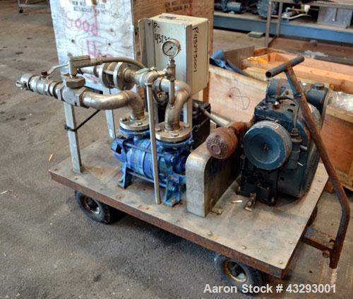 Used Alfa Laval Steam Operated Single Stage Alfavap System, Type ALFAVAP-1-0011, Rising Film Design. Consisitng of: (1) Alfa Laval type EC500-WTFE plate heat exchanger. (30) 316 Stainless steel plate...