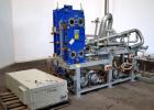 Used Alfa Laval Steam Operated Single Stage Alfavap System, Type ALFAVAP-1-0011, Rising Film Design. Consisitng of: (1) Alfa Laval type EC500-WTFE plate heat exchanger. (30) 316 Stainless steel plate...