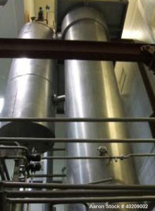 Unused-Used: Scheffers 2 Stage Falling Film Milk Evaporator with Thermal Recompression; Evaporation rate of 3,700kg/hr; Steam requirement 1,300kg/hr @ 800 kPa; Feed rate 5,300kg/hr; Concentrate 1,500...