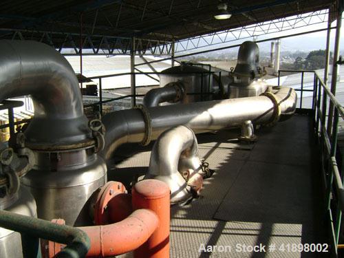 Used Ing A Rossi 3 Effect Evaporator, type ULTER 450/F. Triple effect continuous fractional evaporator, model ULTER, 316 stainless steel product contact areas, rated 4,000 kg/hour of tomato paste (i....