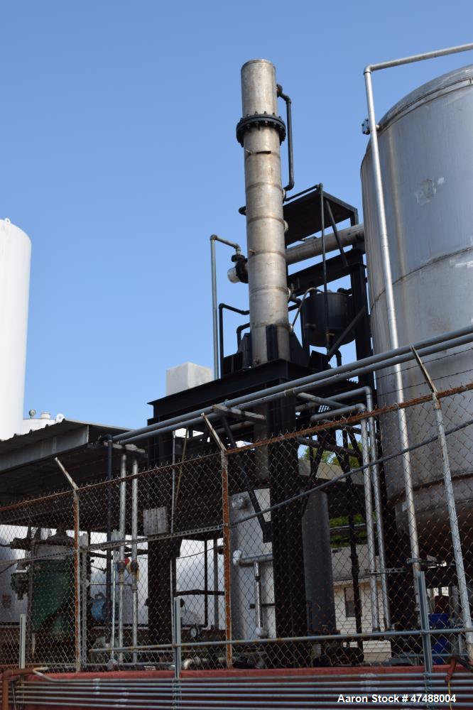 Used C.E. Howard Distillation System Consisting Of: (1) Approximate 18" diameter x 214" tall stainless steel column. (1) Approximate 250 gallon jacketed tank. Internal rated Vacuum/15 psi at 353 degr...