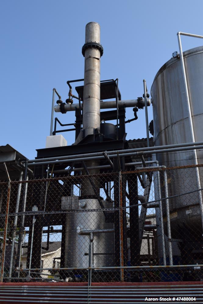 Used C.E. Howard Distillation System Consisting Of: (1) Approximate 18" diameter x 214" tall stainless steel column. (1) Approximate 250 gallon jacketed tank. Internal rated Vacuum/15 psi at 353 degr...