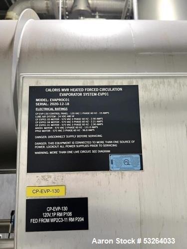 Used Caloris MVR Forced Circulation Evaporator System | Model Evaproco1 | 2000 kg/hr Evaporation Rate | Complete System