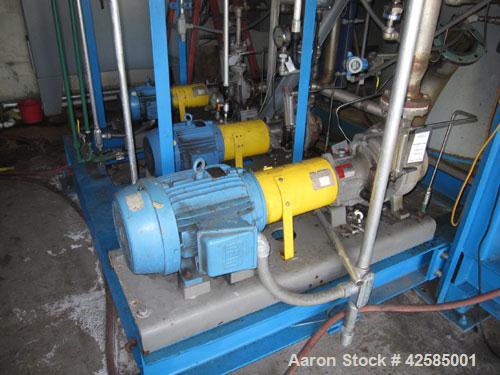 Used GEA / Niro Falling Film Mechanical Vapor Recompression (MVR) Evaporator. Single effect, approximately 1,500 square feet. Evaporative capacity: 3,688 lb/hour water. Materials of construction: pri...