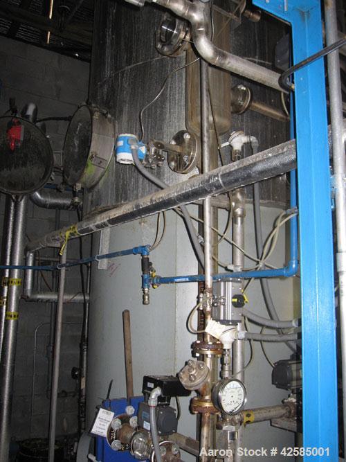 Used GEA / Niro Falling Film Mechanical Vapor Recompression (MVR) Evaporator. Single effect, approximately 1,500 square feet. Evaporative capacity: 3,688 lb/hour water. Materials of construction: pri...